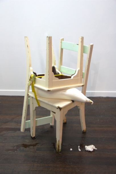 Piping. Two chairs, piping bag full of mock cream, ratchet strap. 100x 40x40cm.